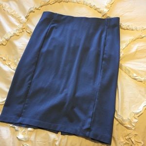 Blue knit pull on pencil skirt